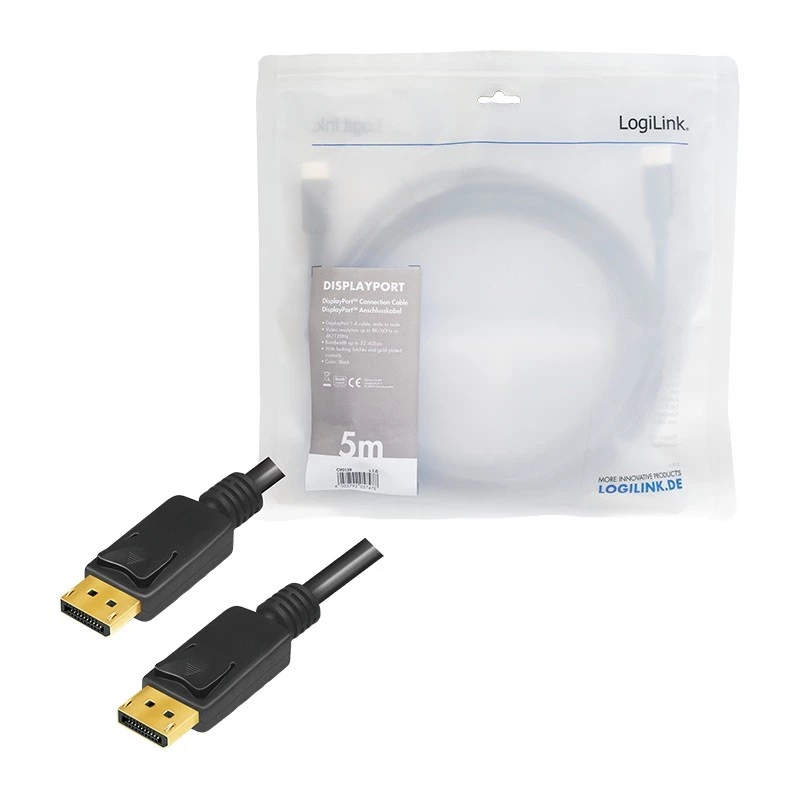 DisplayPort kabelis LogiLink CV0139 5 m Juodas