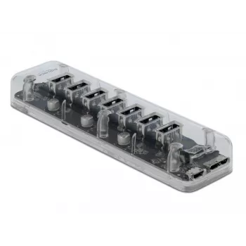 USB šakotuvas DeLOCK 64088 permatomas USB 3.2 Gen 1 Micro-B