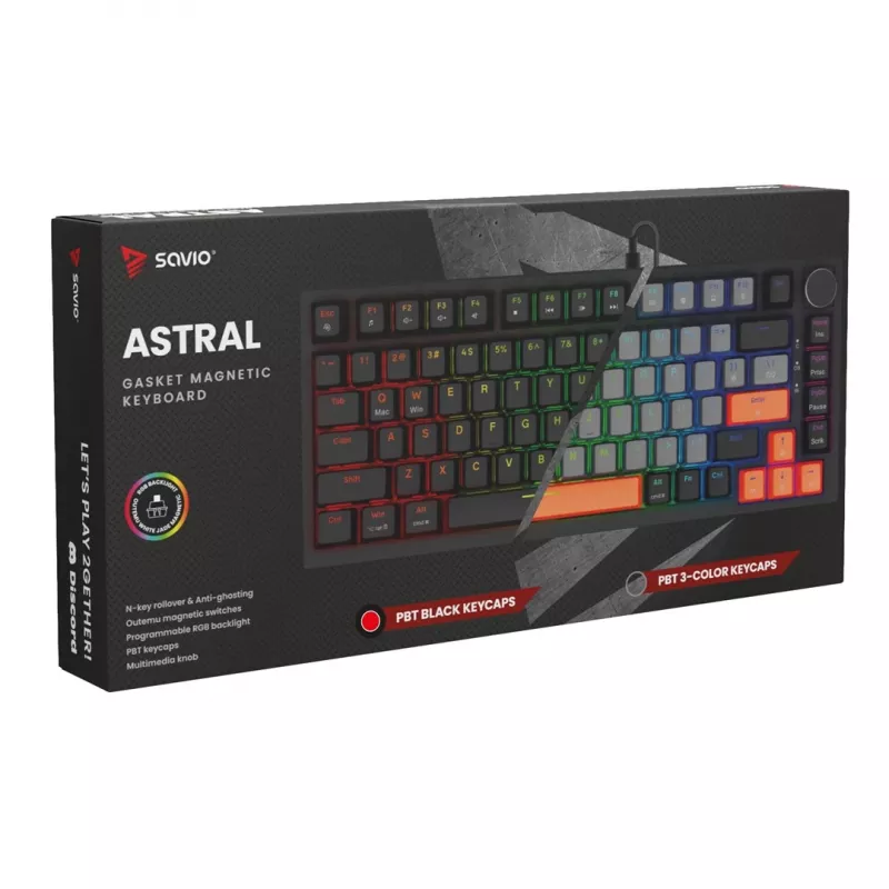 Savio ASTRAL BLACK JADE klaviatūra žaidimams Gaming USB QWERTY US International