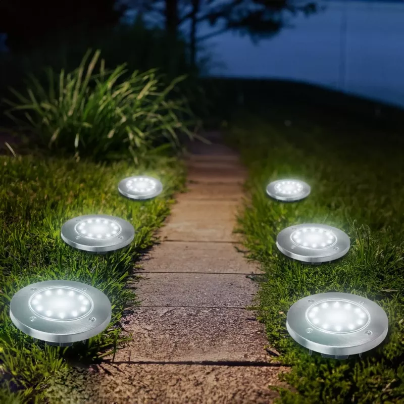 Maclean MCE318 LED saulės energijos takų šviestuvas su smaigaliu, 12 LED SMD, neutrali balta 4000K, 0,7 W, IP44
