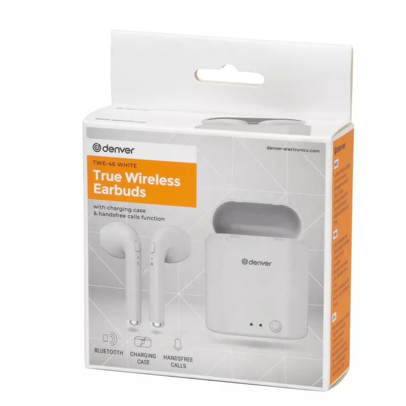 Belaidės ausinės Denver TWE-46WHITE