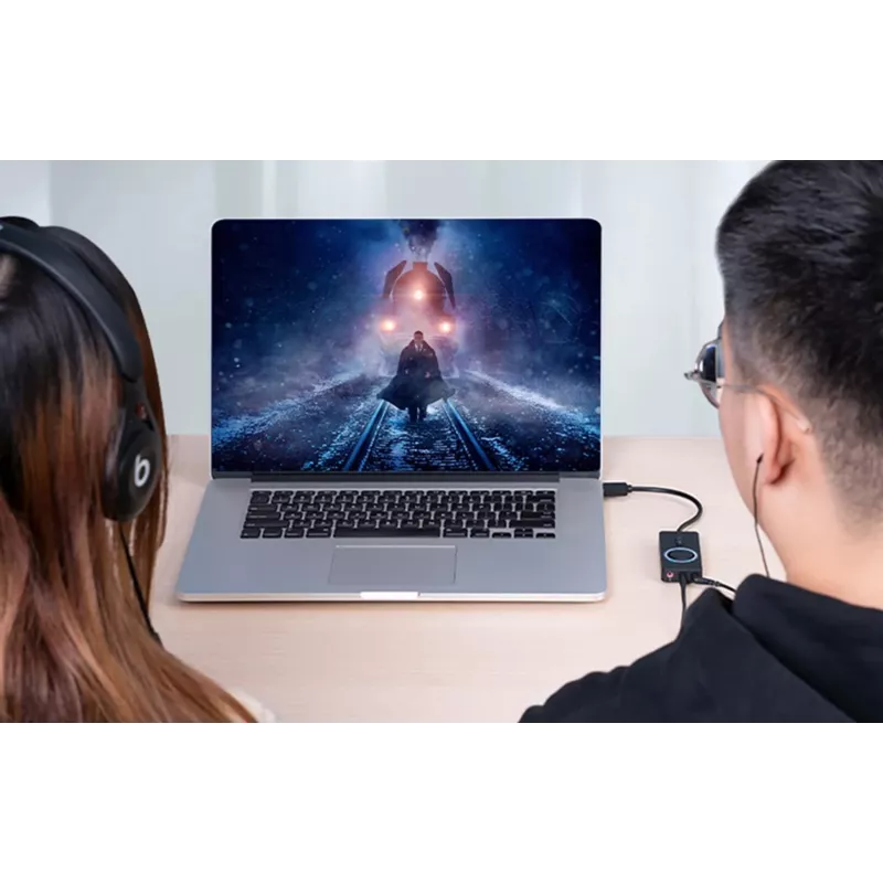 Išorinė USB 2.0 garso kortelė Vention CDRBF – 16 bitų, 44,1–48 kHz, maitinama per USB, 1 m laidas, linijinis įėjimas/išėjimas