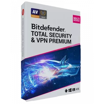 Bitdefender Total Security + Premium VPN | 3 kompiuteriams | 1 metai | Tik ES