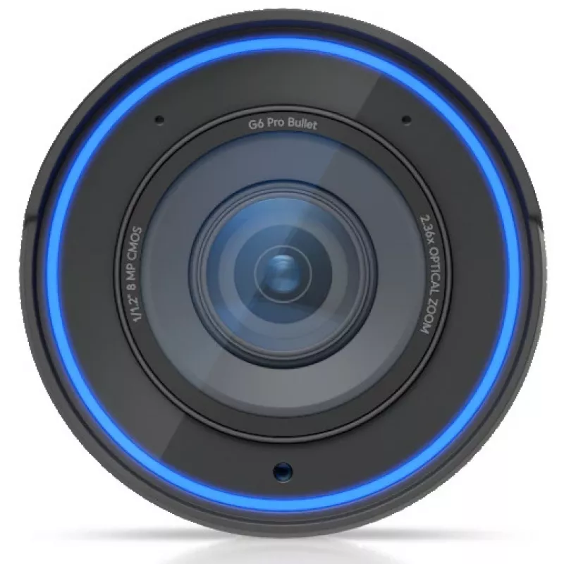 IP apsaugos kamera UBIQUITI G6 Pro Bullet – 4K (3840×2160), laidinė, vidaus/lauko, 1/1,2 colio CMOS, 5,9–13,8 mm, 2,36x optinis priartinimas, montavimas prie lubų/sienos/stulpo