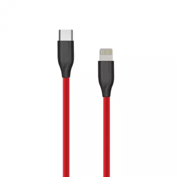 Silicone laidas USB Type C - Lightning, 1 m (raudonas)
