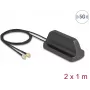 Antena DELOCK 81485 5G LTE GNSS Wi‑Fi 6 MIMO su 2×SMA jungtimis, stiprinimas 2,1–3,0 dBi