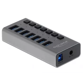 Delock DELOCK-63669 USB 3.2 skirstytuvas 7 prievadų, pilkas aliuminis