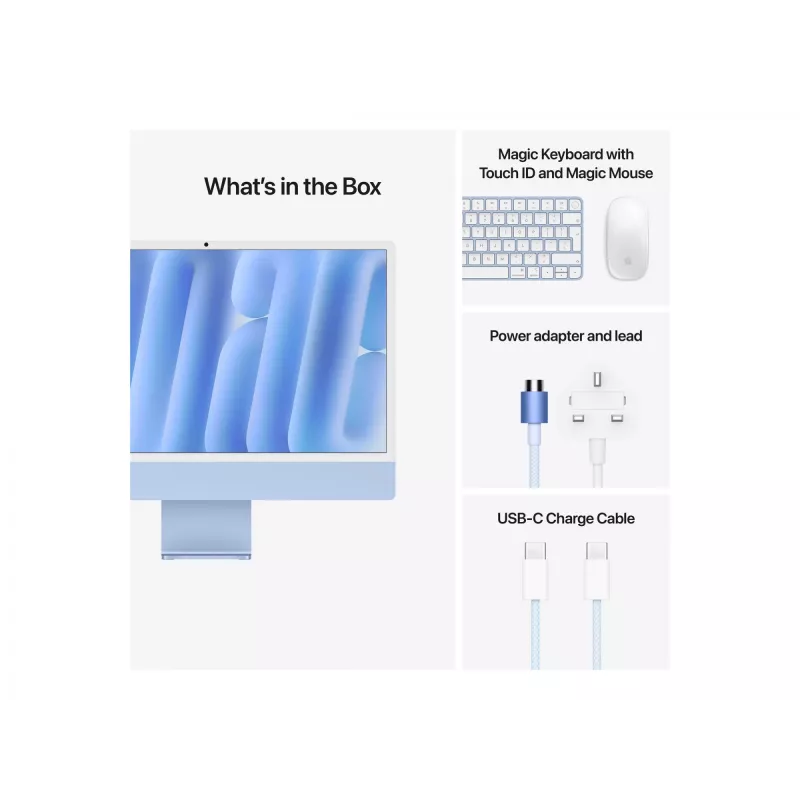 iMac 24 colių: M4 10/10, 16 GB, 512 GB SSD – mėlyna