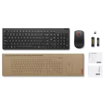 Belaidis klaviatūros ir pelės rinkinys Lenovo Essential Wireless Combo Gen2 – juodas, kompaktiškas, belaidis ryšys