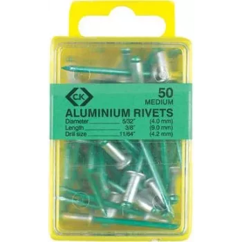 Akninės kniedės c.k tools T3819A 412 aliuminės Ø3,15 mm, pakuotė 50 vnt.