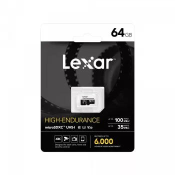 LEXAR microSD High Endurance atminties kortelė 64GB C10 A1 U1 V30 100/35MB/s