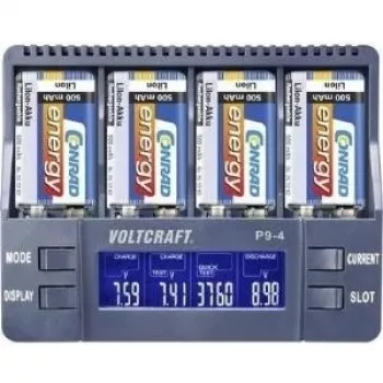 Baterijų kroviklis Voltcraft P9-4 9V blokinėms baterijoms – tinka NiCd, NiMH ir Li‑Ion