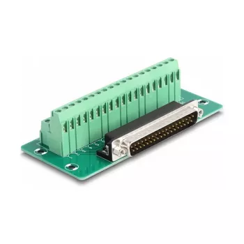DeLOCK D-Sub 37 kontaktų kištukinis adapteris į gnybtų bloką, tvirtinimui ant DIN bėgelio, 51 mm × 30 mm × 116 mm