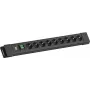 Bachmann CONNECTUS 9x kištukinis lizdas CEE7/3 su 1x jungikliu, 2,0 m laidas, CEE7/7 kištukas — Juoda