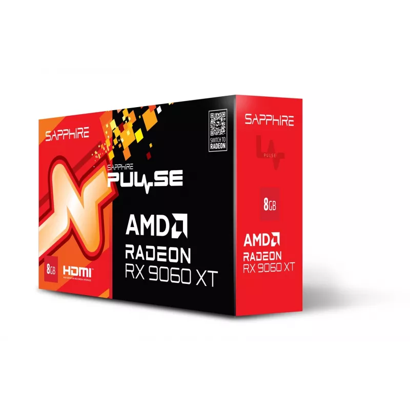 Vaizdo plokštė Sapphire Radeon RX 9060 XT 8GB GDDR6, 128 bitų, PCIe 5.0, 3320 MHz, 2x DP + HDMI