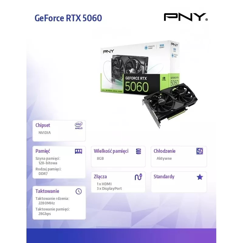 Vaizdo plokštė PNY GeForce RTX 5060 8GB