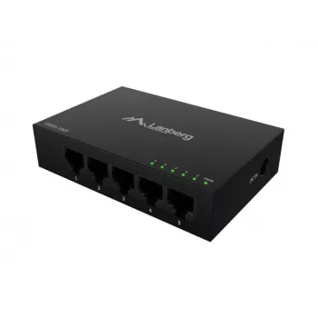 Tinklo jungiklis LANBERG DSM1-1005 5x 1 Gb/s nevaldomas stalinis, metalinis korpusas, 12V