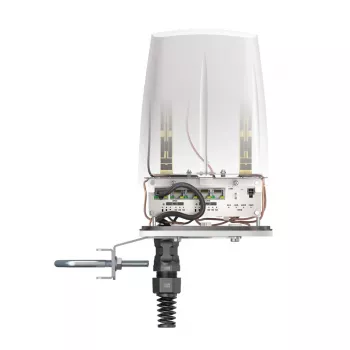 Kryptinė lauko antena QuWireless QuSpot AX12S PoE/LAN, daugiajuostė 0,694–6 GHz, maks. stiprinimas 3 dBi, balta