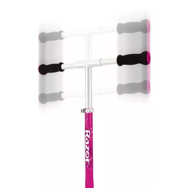Paspirtukas Razor A5 Lux rožinis – sulankstomas aliuminis, 20 cm poliuretano ratai, reguliuojamas vairas, max apkrova 100 kg