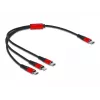 USB įkrovimo laidas DeLOCK 86710 3 in 1 USB Type-C į Lightning Micro USB 30 cm juodas raudonas