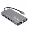 UNITEK uHUB O8+ laidinis USB 3.2 Gen 1 Type-C lizdas pilkas 100W Power Delivery