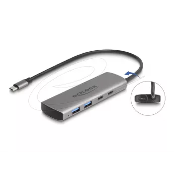 USB šakotuvas DeLOCK 64299, metalinis, USB 3.2 Gen 2, 4 prievadai
