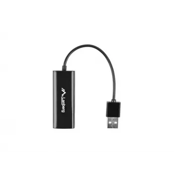 Tinklo plokštė LANBERG NC-0100-01 USB 10 Gbit/s, karštojo keitimo, kabelis 0,15 m, juoda