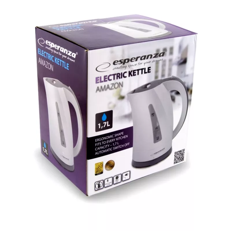 Elektrinis virdulys Esperanza EKK022 1,7 L 2200 W Pilka Balta