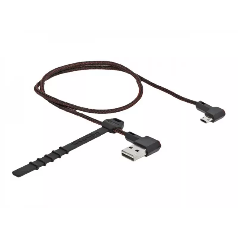 USB laidas DeLOCK EASY-USB 2.0, A tipo (vyriškas) į Micro-B (vyriškas, reversinis), 0,5 m, juodas