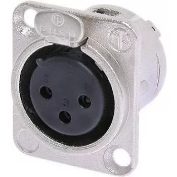 Neutrik NTR-NC3FDL1 (NC3F-DL-1) – kištukas XLR, moteriškas, juodas/sidabrinis