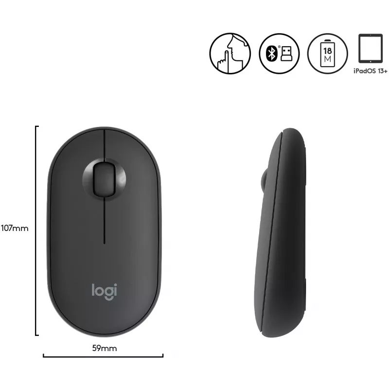 Belaidė optinė pelė Logitech Pebble M350 / Graphite 910-005718