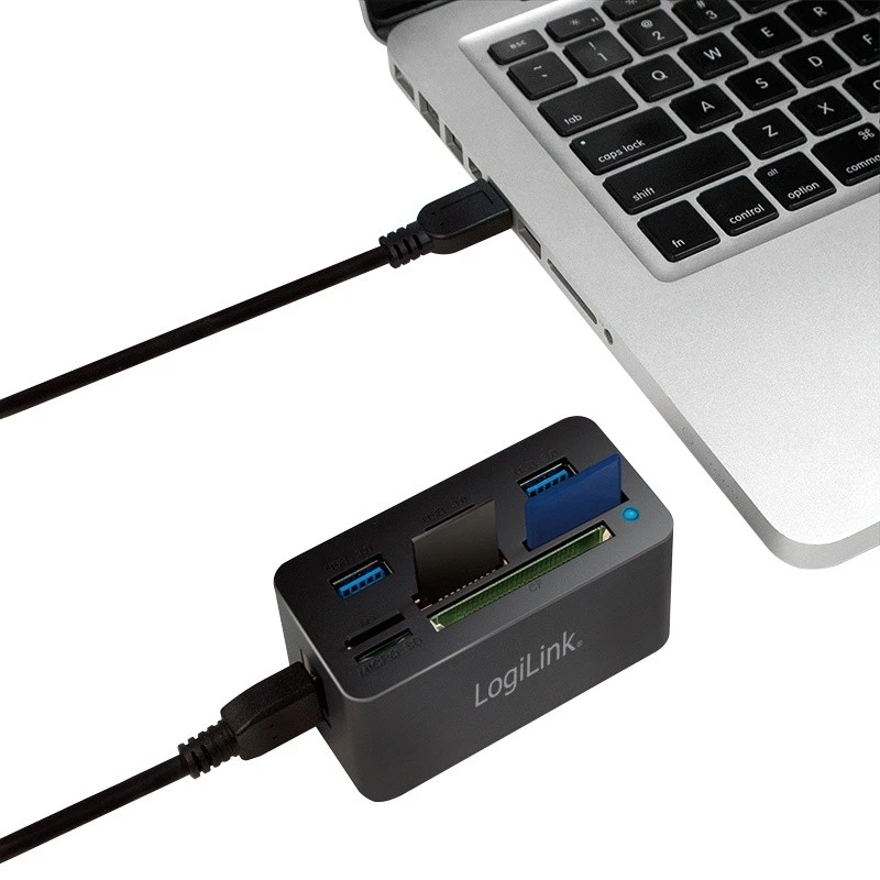 Dokavimo stotelė LogiLink CR0042 USB 3.2 kortelių skaitytuvas ir USB šakotuvas
