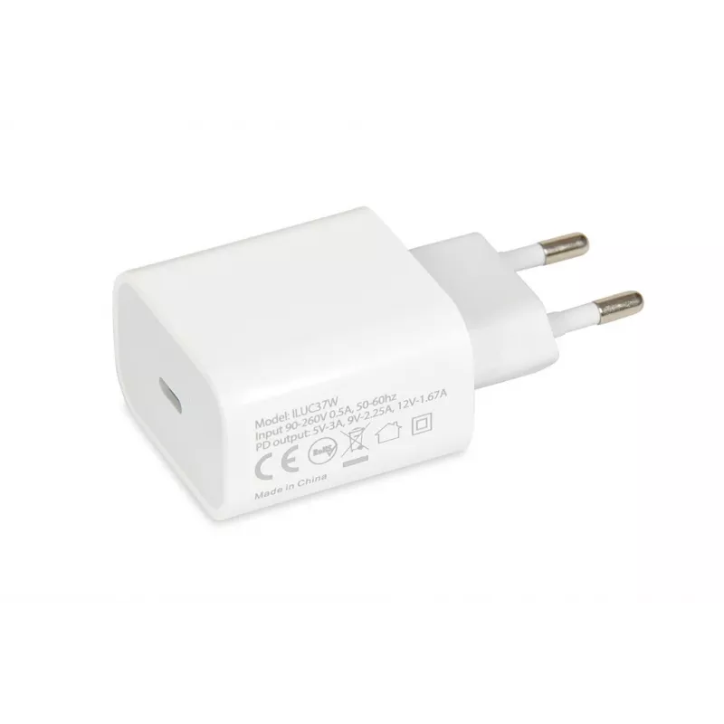 Vidinis USB Type-C greitasis įkroviklis IBOX C-37, 20W, USB-C PD 3.0, 3 A išėjimas, Baltas