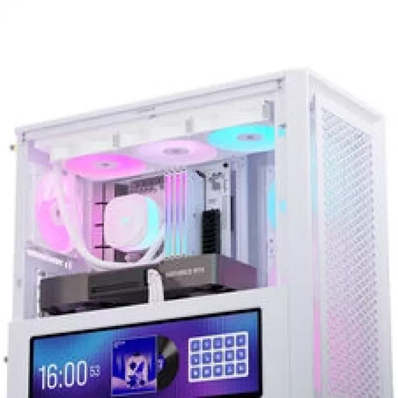Corsair FRAME 4000D LCD RS korpusas, Midi-Tower, ATX, ARGB, grūdintas stiklas - Baltas
