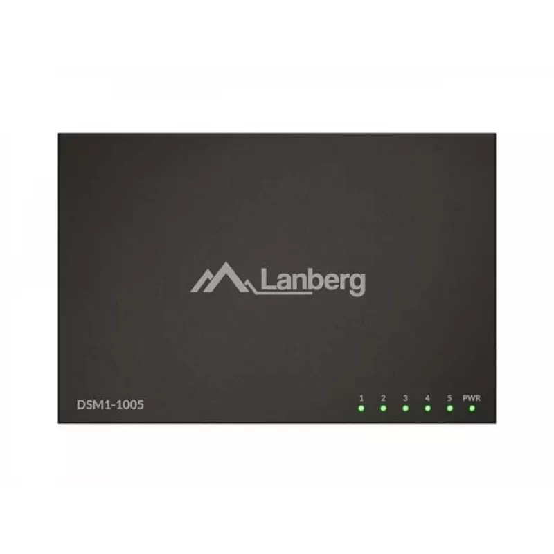 Tinklo jungiklis LANBERG DSM1-1005 5x 1 Gb/s nevaldomas stalinis, metalinis korpusas, 12V