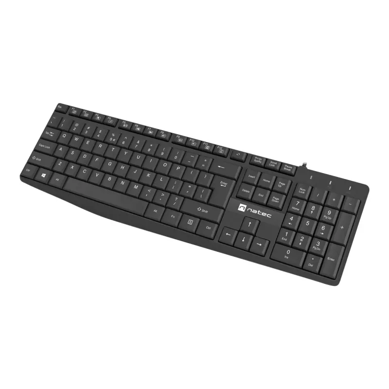 Laidinė pilno dydžio klaviatūra NATEC NAUTILUS NKL-1950 — USB, QWERTY US International, 105 klavišų, juoda