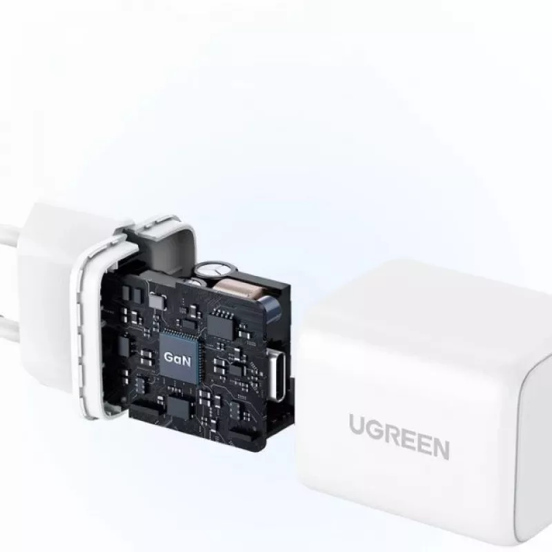 UGREEN Nexode N Series X513 30 W GaN USB-C vieno prievado greitasis įkroviklis, baltas