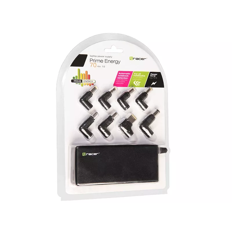 Universalus nešiojamojo kompiuterio maitinimo adapteris TRACER Power notebook Prime Energy 70, 70W