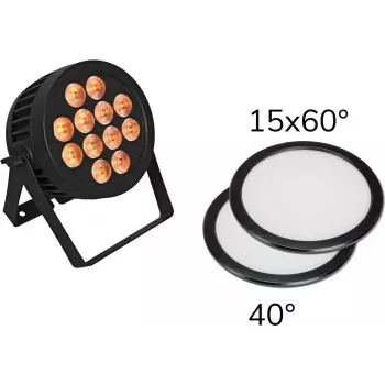 LED PAR šviestuvas EUROLITE 12x9W SCL Spot su 2 difuzoriais 15° ir 40°