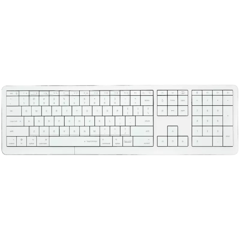 Belaidė klaviatūra CLEVETURA CLVX 1 Touch-On-Keys AI – ANSI US Mac išdėstymas, žirkliniai jungikliai, aliuminio korpusas, interaktyvus RGB