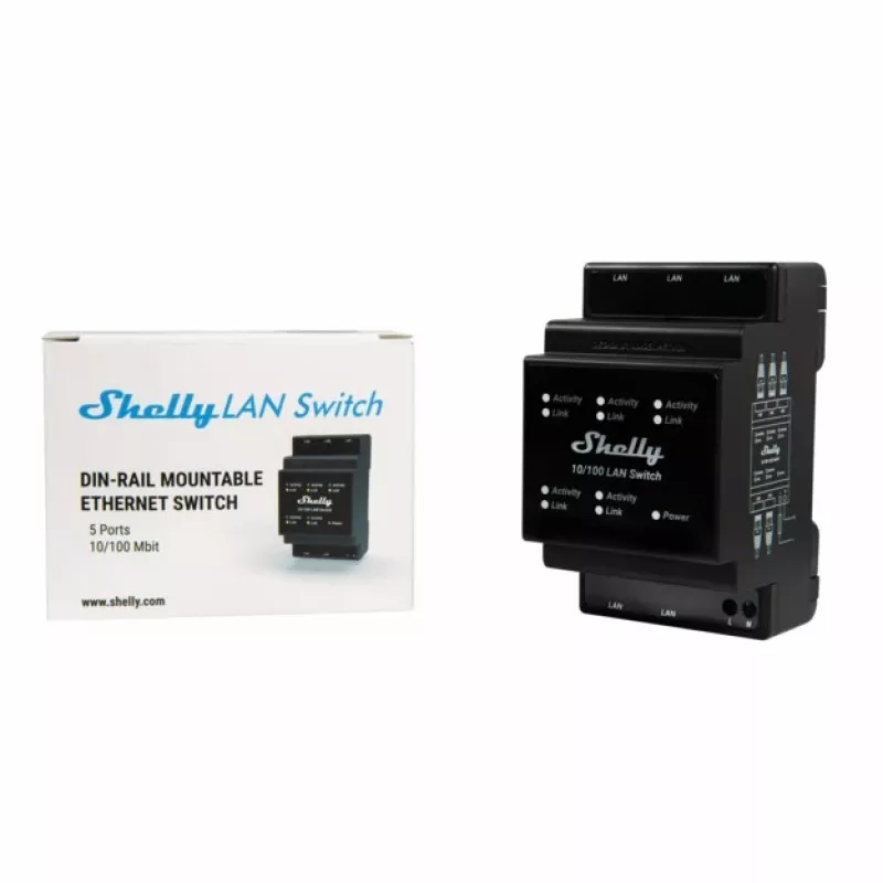 Shelly LAN Switch Black AC 110-240V 1W – belaidis jungiklis