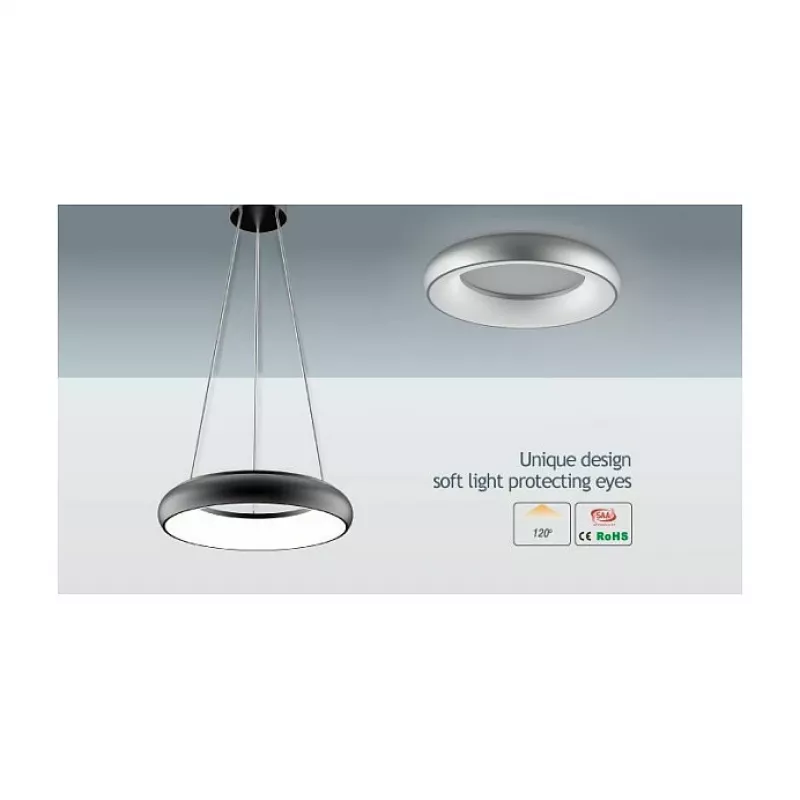 Synergy 21 LED lubinis šviestuvas Donut nw sidabrinis 25w