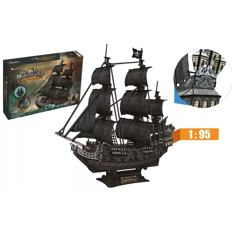 PUZZLE 3D Didelis piratų laivų rinkinys Queen Revenge
