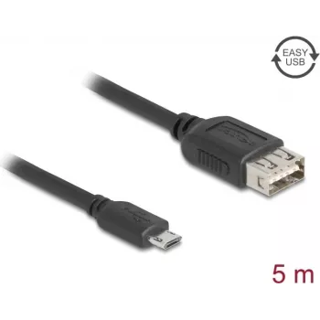 USB laidas DELOCK 81521 — USB 2.0, Micro‑USB B į USB A, 5 m, juodas