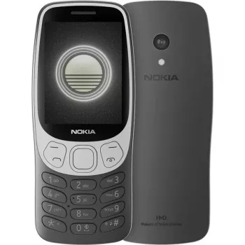 Nokia 3210 4G (2024) (TA-1618) Grunge Black – 2,4 colio TFT ekranas, 128 MB atmintis, 64 MB RAM, Dual SIM, Bluetooth 5, 2 MP kamera