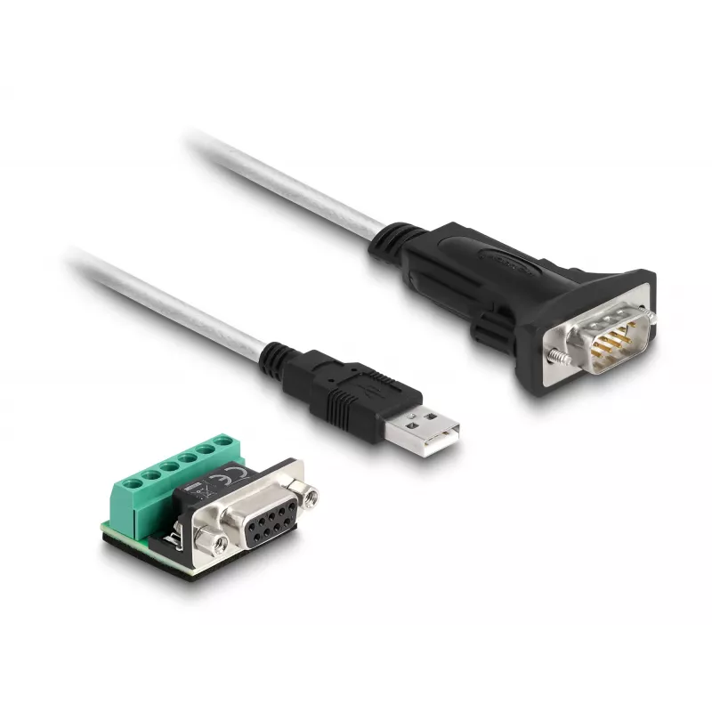DeLOCK 63465 Serijinis kabelis USB-A į DB-9, 1,8 m, juodas/skaidrus