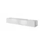 TV stovas Cama Meble SLIDE 200 – 2000×400×300 mm, baltas blizgus MDF viršus, baltas rėmas