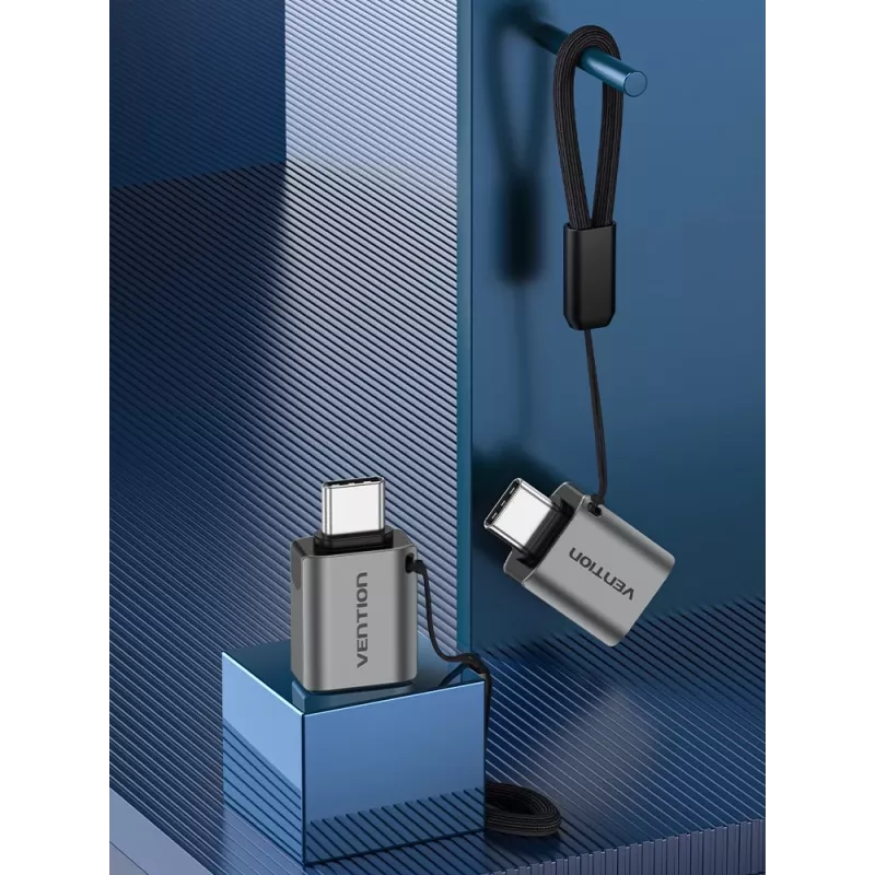 Vention USB-C (vyriškas) į USB 3.0 (moterišką) OTG adapteris, pilkas, aliuminio lydinys