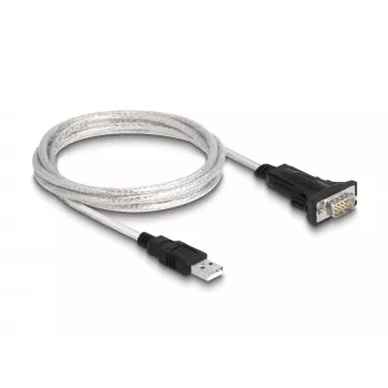 DeLOCK 63465 Serijinis kabelis USB-A į DB-9, 1,8 m, juodas/skaidrus