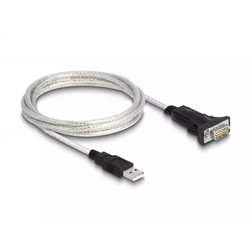 DeLOCK 63465 Serijinis kabelis USB-A į DB-9, 1,8 m, juodas/skaidrus